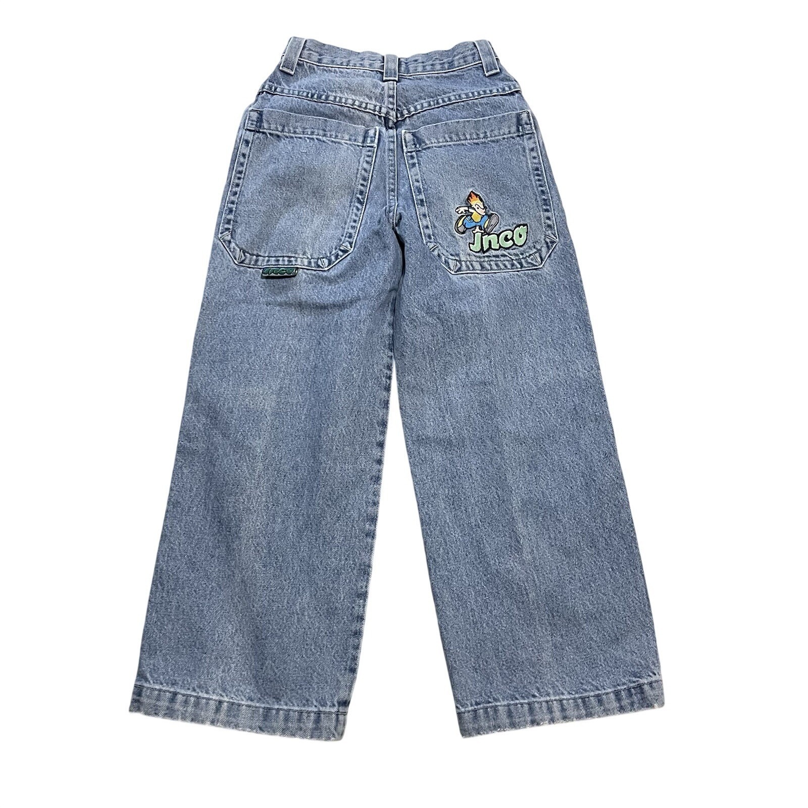 Vtg 90s Jnco Jeans Pants Youth Boys 10 Wide Leg Flamehead Pocket Hip Hop Denim